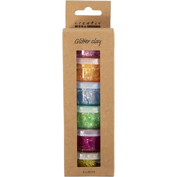 Glitter Clay Lera - Mixade färger - 6 Färger x 20 ml