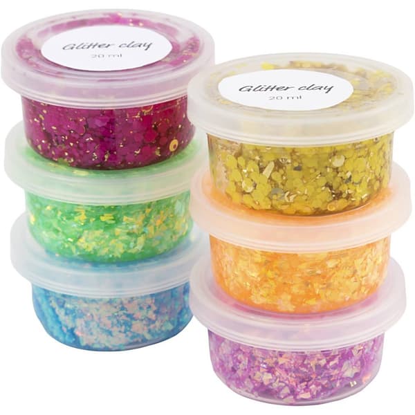 Glitter Clay Lera - Mixade färger - 6 Färger x 20 ml