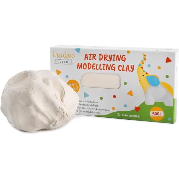 Creative Deco Självhärdande Vit Lera - KREATIVT HEM - 500g - Kreativ Fritid Barn och Vuxna