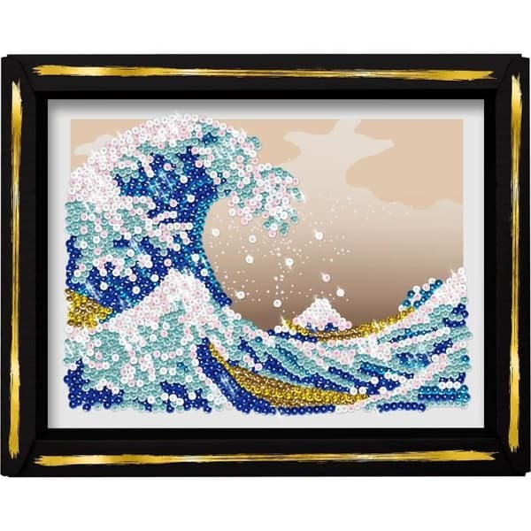 Kit för kreativt skapande - LANSAY - Kollektion Paljetter - Den Stora Vågen - Hokusai - Från 14 år