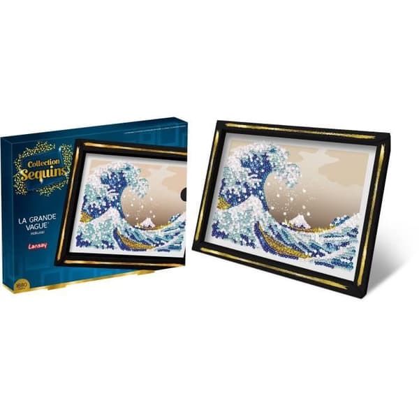 Kit för kreativt skapande - LANSAY - Kollektion Paljetter - Den Stora Vågen - Hokusai - Från 14 år