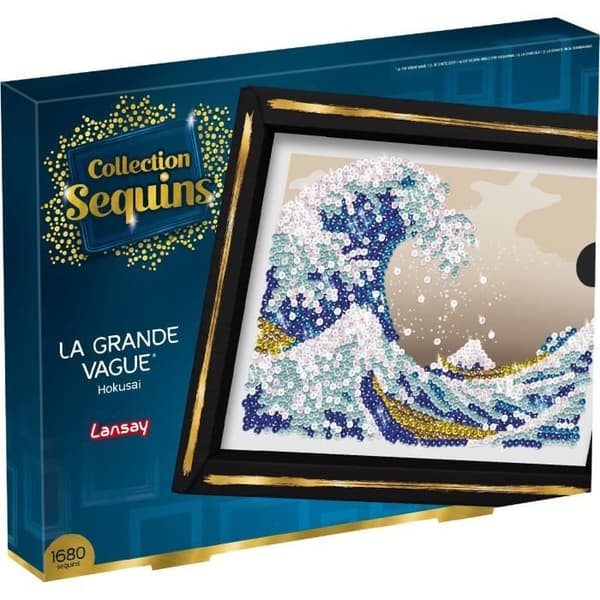 Kit för kreativt skapande - LANSAY - Kollektion Paljetter - Den Stora Vågen - Hokusai - Från 14 år