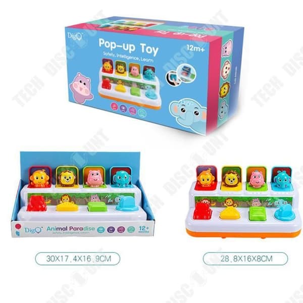TD® Baby Music Press Pop-up Utbildningsleksaker För Barn Kognitiv Intelligens Djur Lek Peekaboo Leksak