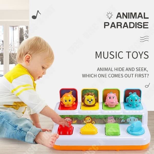 TD® Baby Music Press Pop-up Utbildningsleksaker För Barn Kognitiv Intelligens Djur Lek Peekaboo Leksak