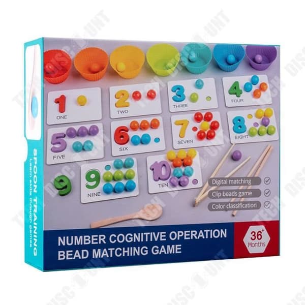 TD® Mathematical Operation Clip Bead Matching Game, tidig engelsk utbildning för barn och tidig inlärning av träleksaker