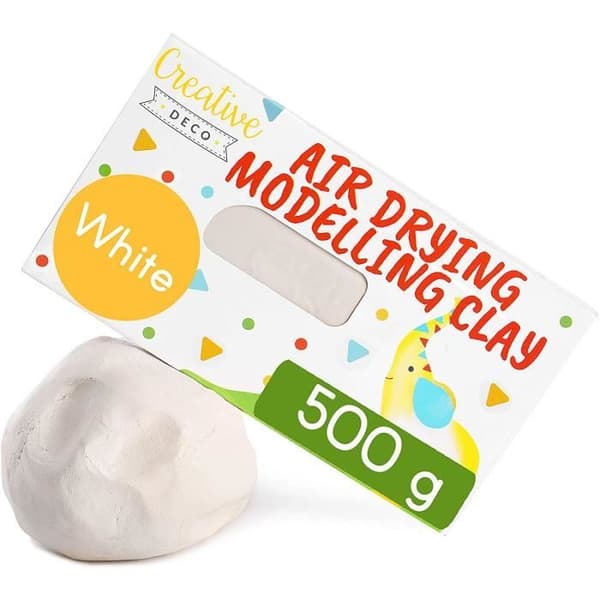 Creative Deco Självhärdande Vit Lera - KREATIVT HEM - 500g - Kreativ Fritid Barn och Vuxna