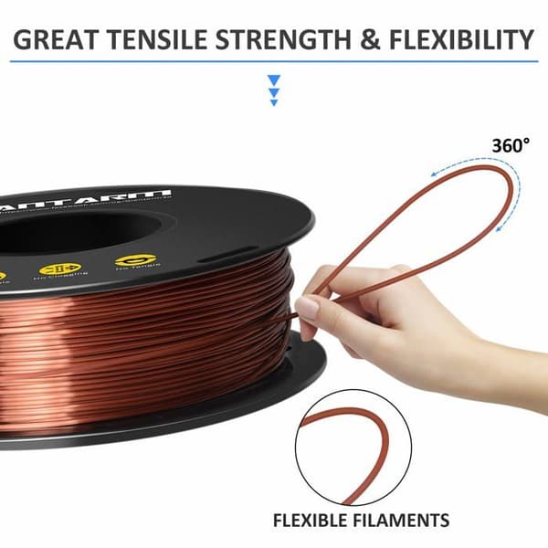 Giantarm skulpturspel - PLA - Silk filament 1.75mm, Filament för 3D-skrivare, 1kg spole, Silk koppar