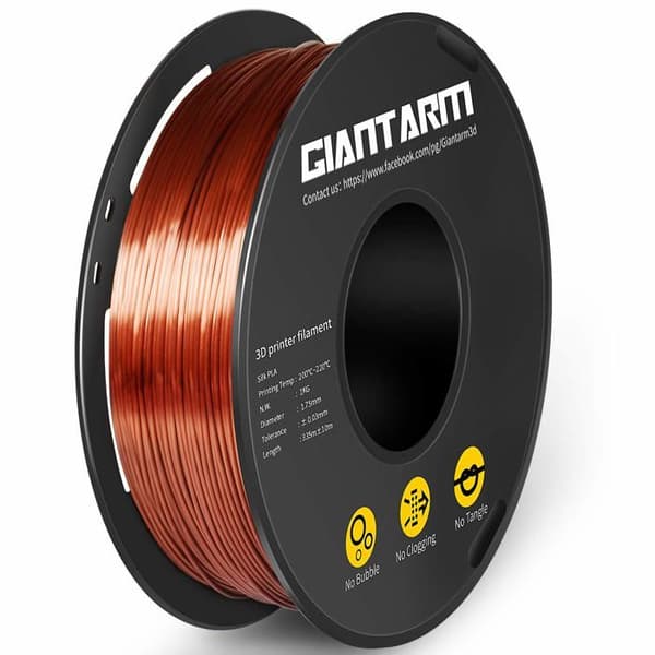 Giantarm skulpturspel - PLA - Silk filament 1.75mm, Filament för 3D-skrivare, 1kg spole, Silk koppar