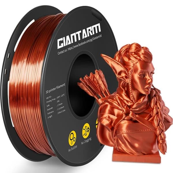Giantarm skulpturspel - PLA - Silk filament 1.75mm, Filament för 3D-skrivare, 1kg spole, Silk koppar