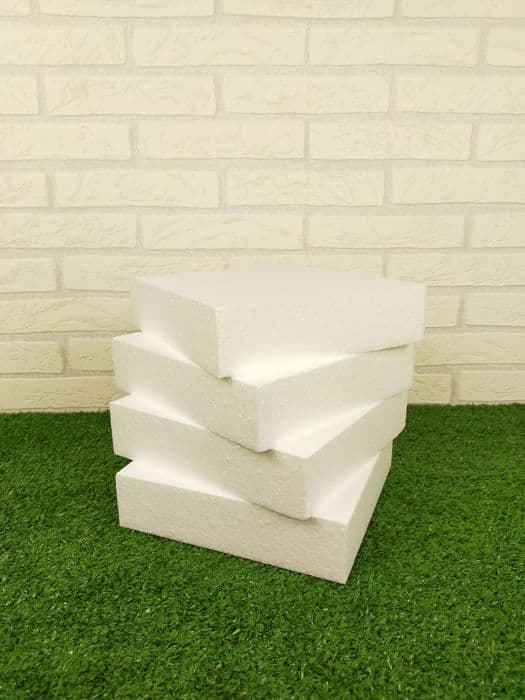 Decoporex skulpturspel - 1 - Set med 4 skumblock för kreativa hobbyer - Vit - 20 cm x 20 cm x 5 cm