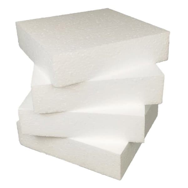 Decoporex skulpturspel - 1 - Set med 4 skumblock för kreativa hobbyer - Vit - 20 cm x 20 cm x 5 cm