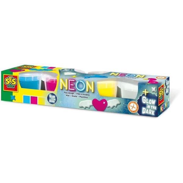 Ler set - SES Creative - Junior - Neon - Glow in the dark - 4x90gr