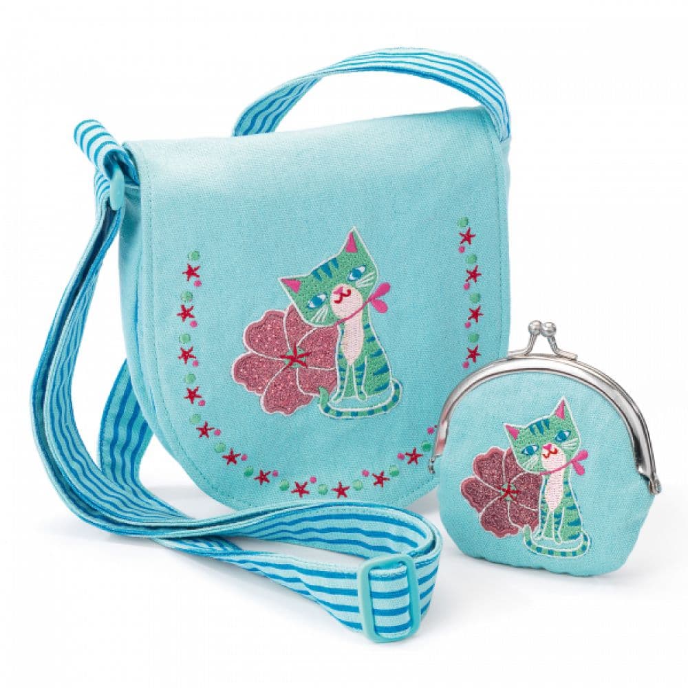 Pyssellåda Charms - Embroidered kitten bag and purse