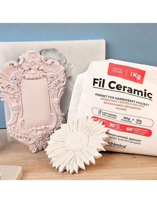 Keramisk gips - Giftfri - 1 kg - Färgbar - Lätt att använda - För formar