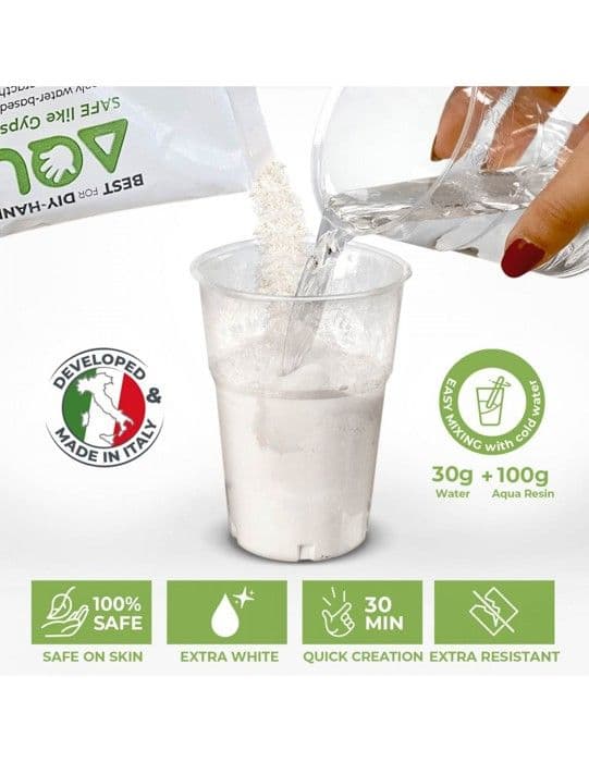 AQUA RESIN - Vit mineral vit, icke giftig, att blanda med vatten, färgbar, idealisk för formar och DIY (1 kg)