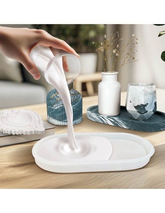 AQUA RESIN - Vit mineral vit, icke giftig, att blanda med vatten, färgbar, idealisk för formar och DIY (1 kg)