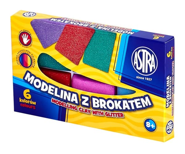 Glitter modellering ler 6 farver Astra