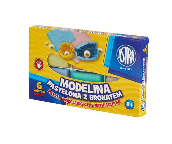 Pastellmodellera med glitter 6 färger Astra