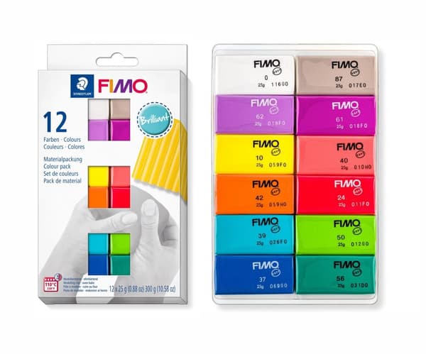 FIMO SOFT värmehärdande lerset, Strålande färger, 12x25g Staedtler