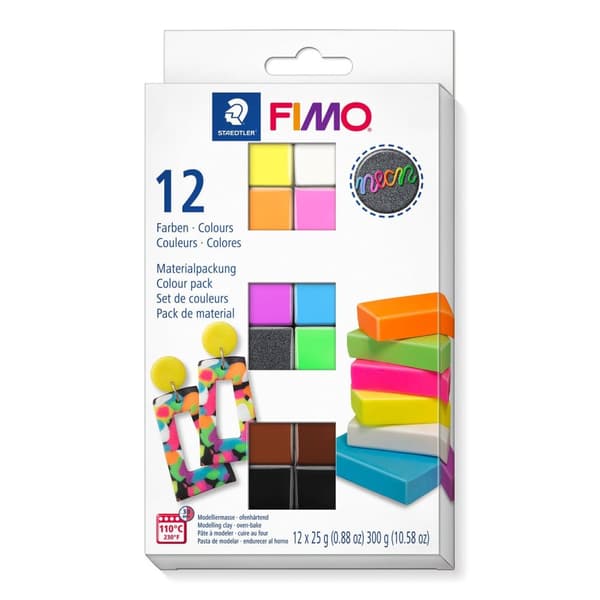 FIMO SOFT lämpökovettuva massasetti NEON värit 12x25g Staedtler