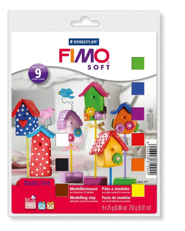 FIMO begyndersæt 9 farver + tilbehør