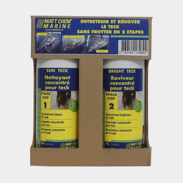 Paket för teakbehandling Matt Chem Kit Teck, Teakrengöring + Teakåterställare,  2 liter