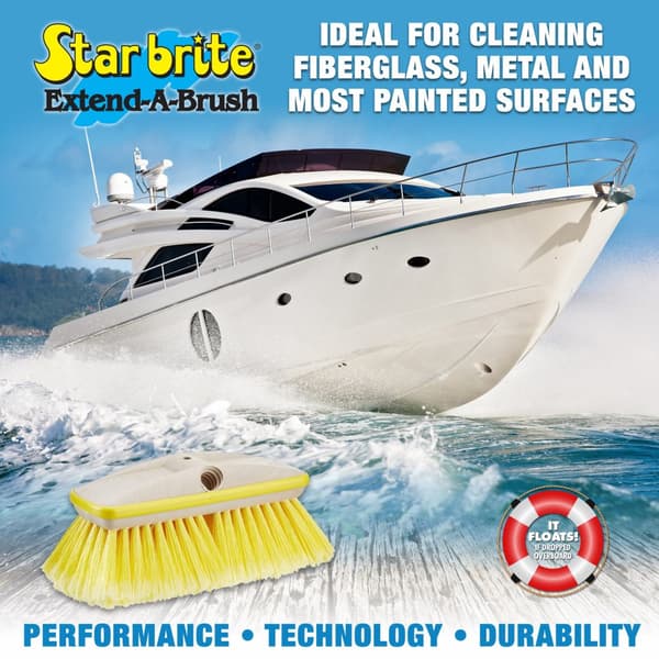 Båtborste med stötskydd Star Brite Deluxe Block Brush with Bumper, Extend-A-Brush-anslutning &amp; gängad, mjuk, 20 cm, gul