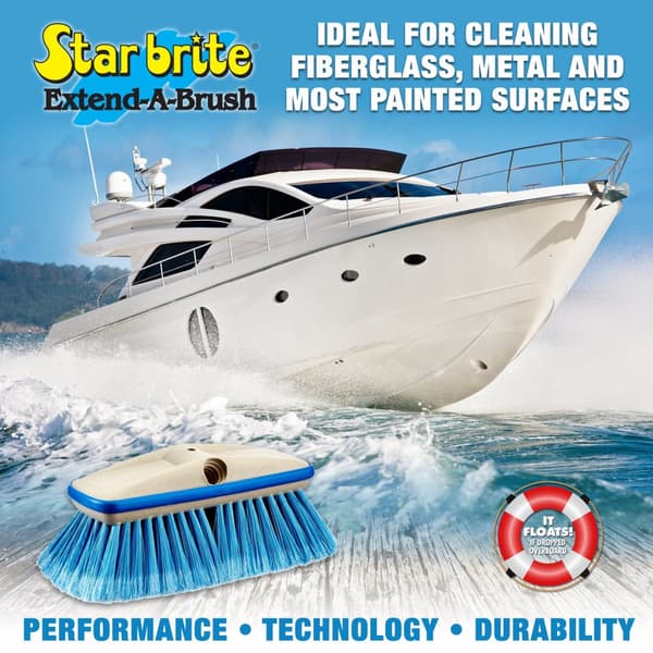 Båtborste med stötskydd Star Brite Deluxe Block Brush with Bumper, Extend-A-Brush-anslutning &amp; gängad, medium, 20 cm, blå