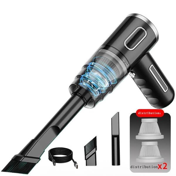 Black Portable Multifunction bilstøvsuger Bærbar trådløs støvsuger Håndstøvsugere for bilhusholdning 2 filtre