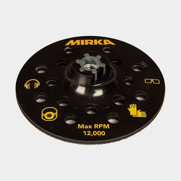 Stödrondell / underlagsplatta för dammutsugsenhet till polermaskiner Mirka Backing Pad for Suction Hood, Ø125 mm, M14, Grip 17 hål