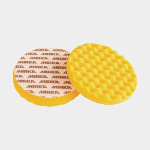 Våfflad polertrissa Mirka, Ø150 mm, hård/grov, passar Ø150 mm stödrondell, gul, 2-pack