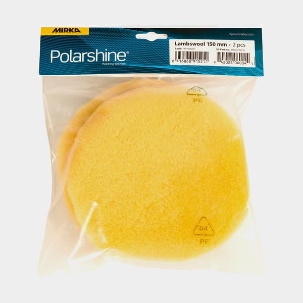 Ulltrissor Mirka Lambswool Pad Pro, Ø150 mm Grip, passar stödrondell Ø150 mm, gul, 2-pack