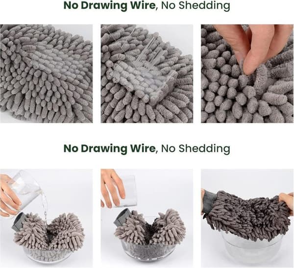 Chenille mikrofibertvätthandske, handskar för bilrengöringskit, grå, 2-pack