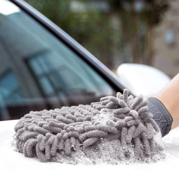 Chenille mikrofibertvätthandske, handskar för bilrengöringskit, grå, 2-pack