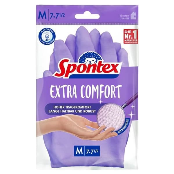 Handskar i latex Extra Comfort, storlek: M, lila