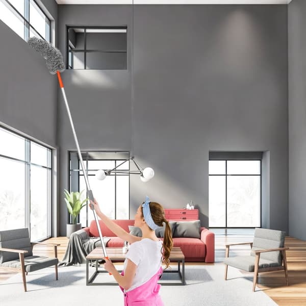 Dammsats Microfiber Duster med 3 förlängningsstolpar 5,54FT rengöringskit med 3 tillbehör Mikrofibermopp Flexibel Duster Feather Duster för