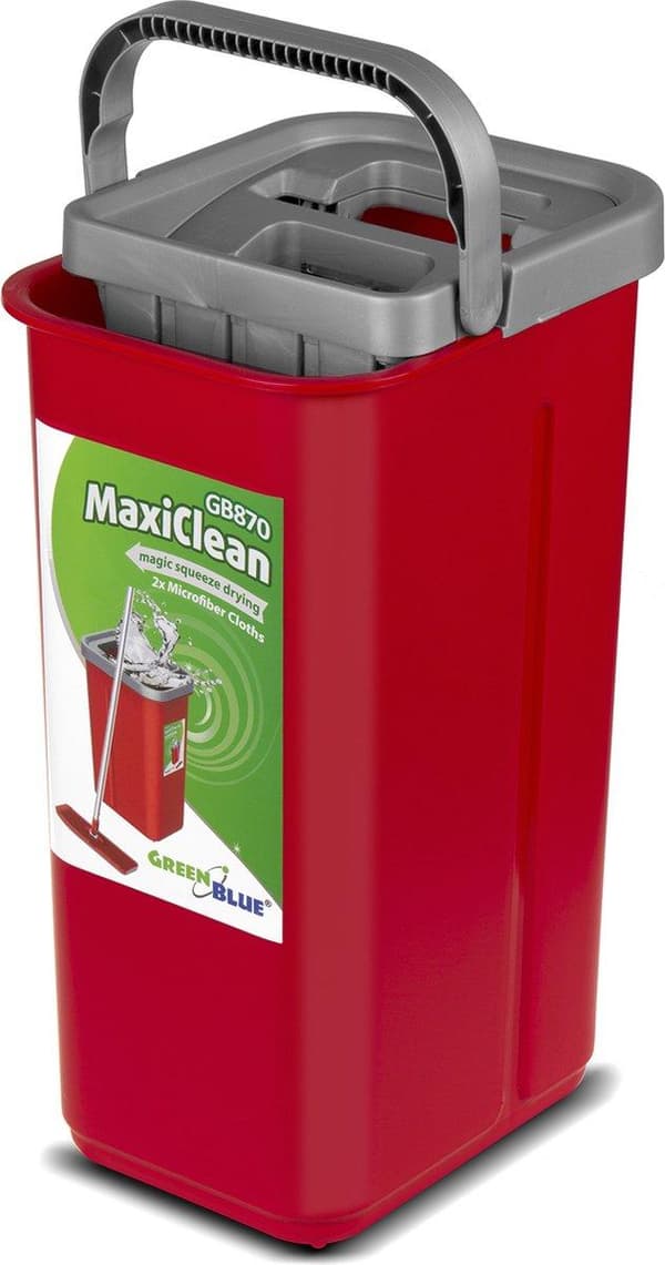 Litteä moppi + ämpäri + teleskooppitanko + 2 x mikrokuitutyyny 5,7L Lattianpuhdistus XXL-setti pyörivä pää