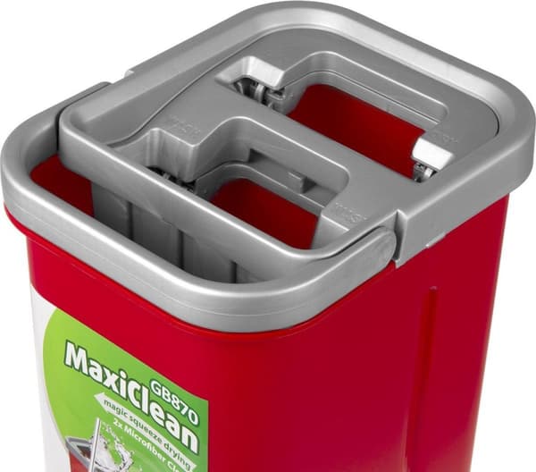 Litteä moppi + ämpäri + teleskooppitanko + 2 x mikrokuitutyyny 5,7L Lattianpuhdistus XXL-setti pyörivä pää