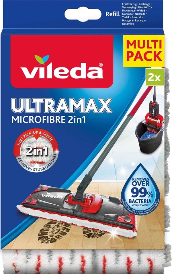 Mopin täyttö Vileda Ultramax ja Ultramat TURBO 2kpl punainen, valkoinen