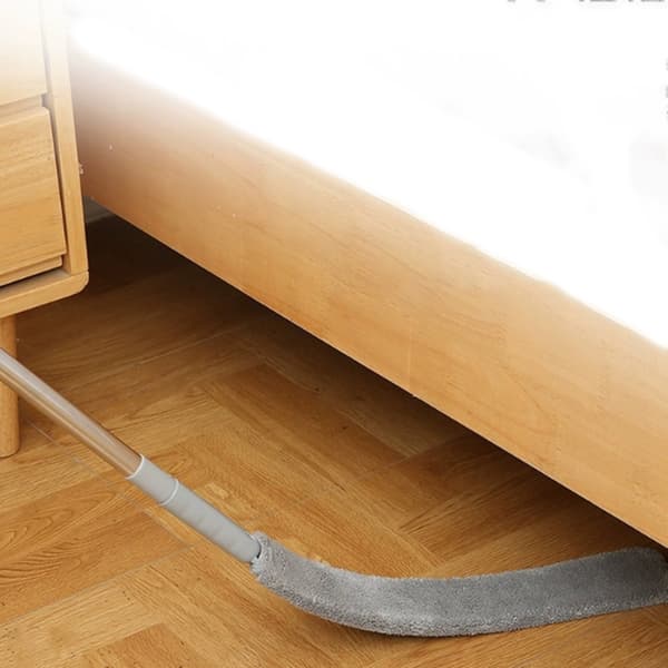 Dammvippa, justerbar lång dammvippeborste och 2 tvättbara tygöverdrag, flexibel platt dammvippa hushållsmopp