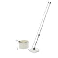 Miniatyrbild 1 av 2: Spin Mop Set, Justerbart Handtag, 360° Rotterande Mopphuvuden,VIT