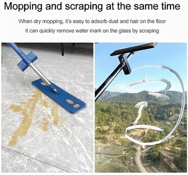 Bomclap Microfiber Mop Flat Suuri veden imeytyminen märkä ja kuiva kaksinkäyttö säädettävä ruostumattomasta teräksestä pitkä kahva 360 pyörivä vedenpo