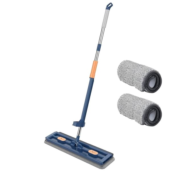 Bomclap Microfiber Mop Flat Stor vattenabsorption Våt och torr dubbel användning justerbart rostfritt stål långt handtag 360 roterande avvattningsskra