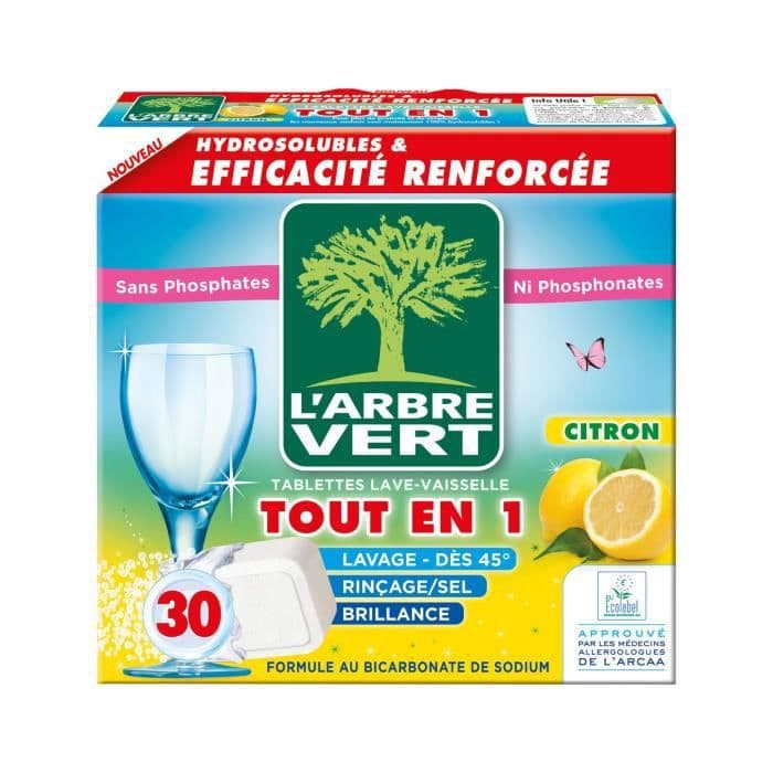 L'ARBRE VERT Vattenlösliga tabletter Diskmaskin Citron Allt i 1 - 30 doser - 547,5 g