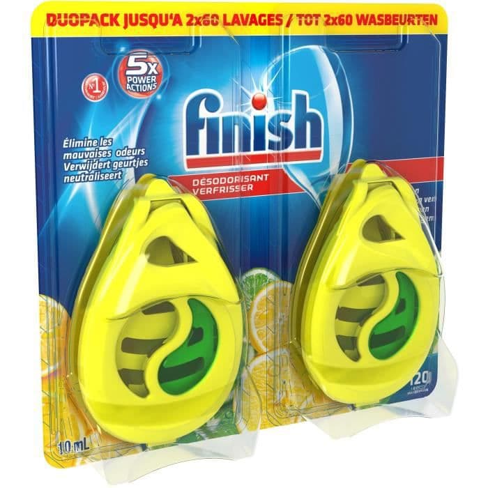 FINISH W4B Förpackning med 2 deodoranter för diskmaskin - Citron och lime doft - 2 x 60 tvättar