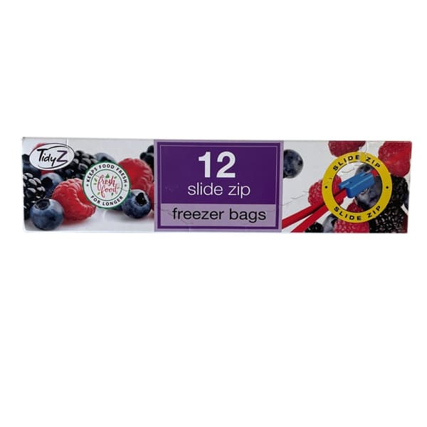 Tidy Z Large Resealable Freezer Bag (Pack Of 12) Transparent 23cm x 25cm