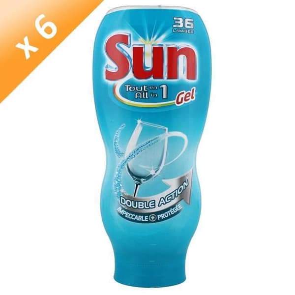 SUN Turbo alt i 1 opvaskemiddelgel - 36 vasker - Pakke med 6 stk