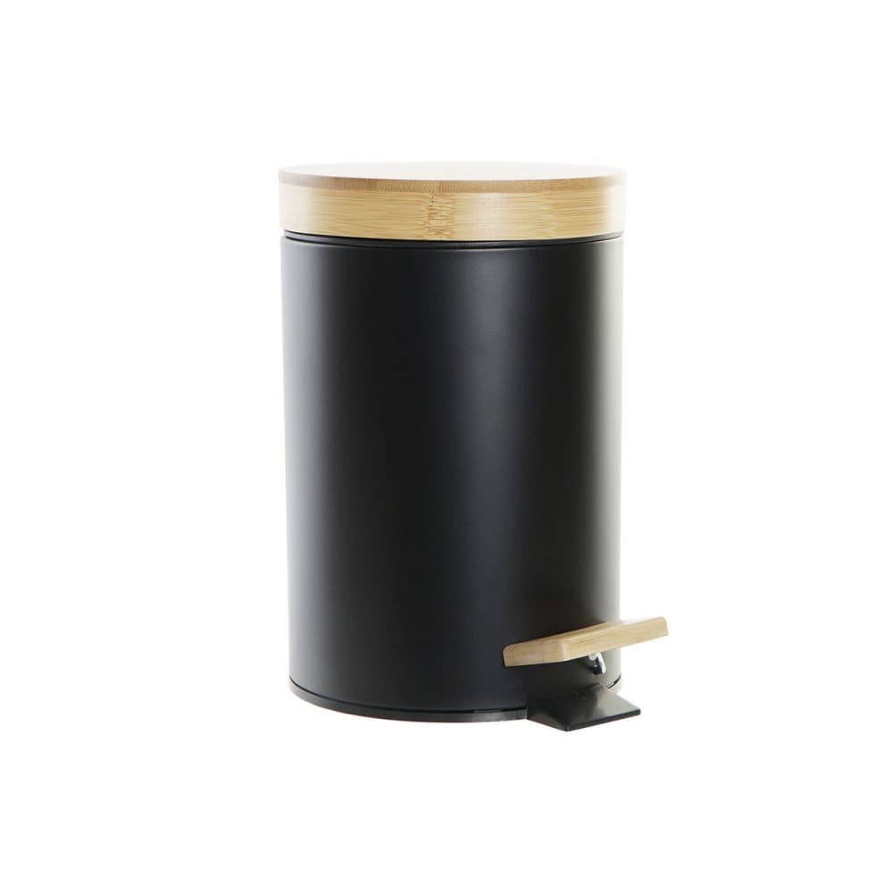 Papperskorg DKD Home Decor Naturell Svart Metall Bambu (17 x 17 x 29 cm) (3L)