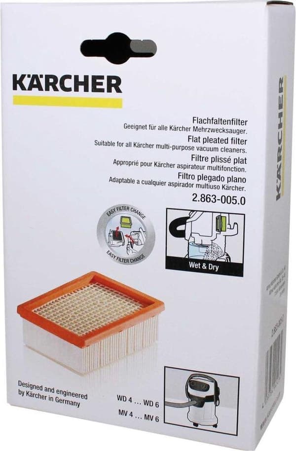 Kärcher Flad plisseret filter MV/WD 4/5/6 - Støvsugerfilter