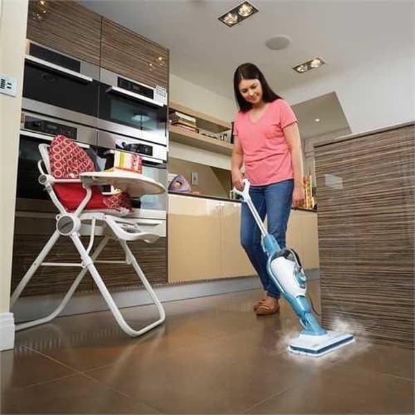 BLACK+DECKER 9IN1 Dampmoppe Opretstående Damprenser 0,5l 1300W Turkis, Hvid